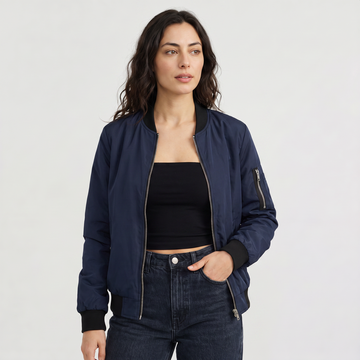 Women's Contrast Trim Bomber Jacket
