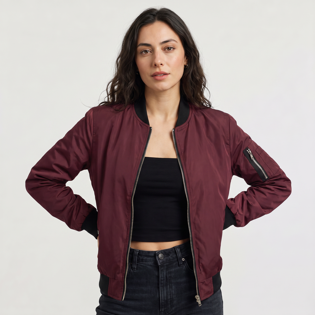 Women's Contrast Trim Bomber Jacket