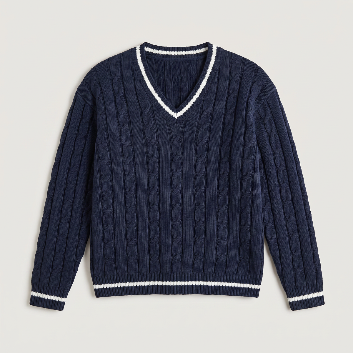 Women's V-Neck Cable Knit Jumper