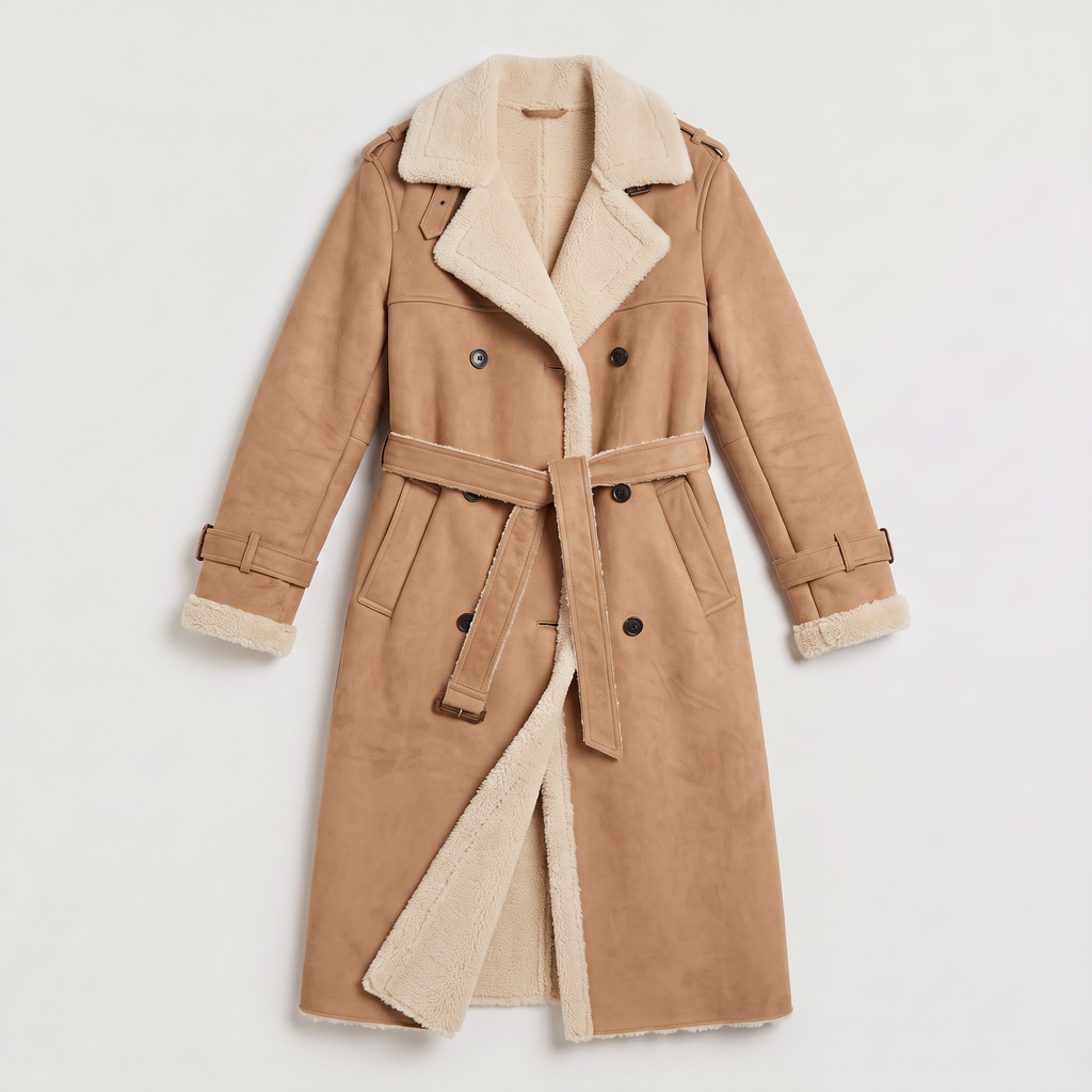 Women's Longline Borg-Lined Aviator Coat