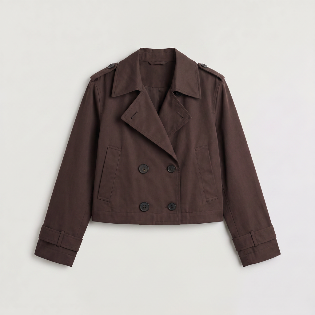 Women's Cropped Double-Breasted Trench Coat