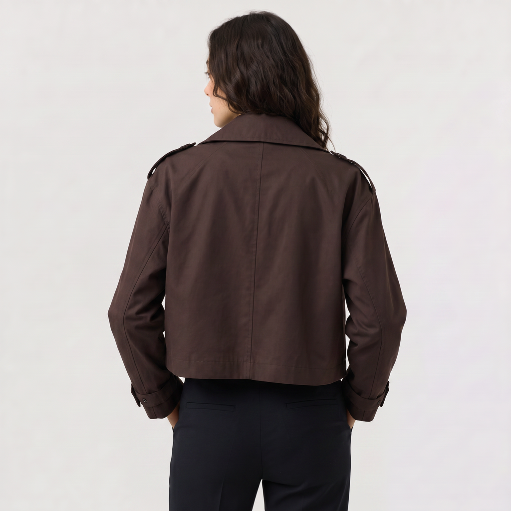 Women's Cropped Double-Breasted Trench Coat