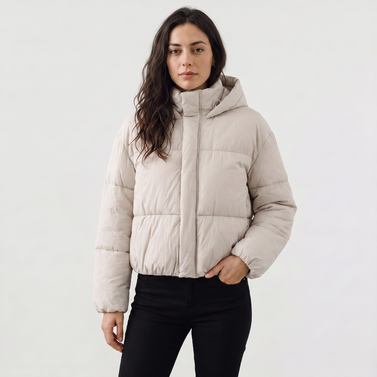 Women's Cropped Hooded Puffer Jacket