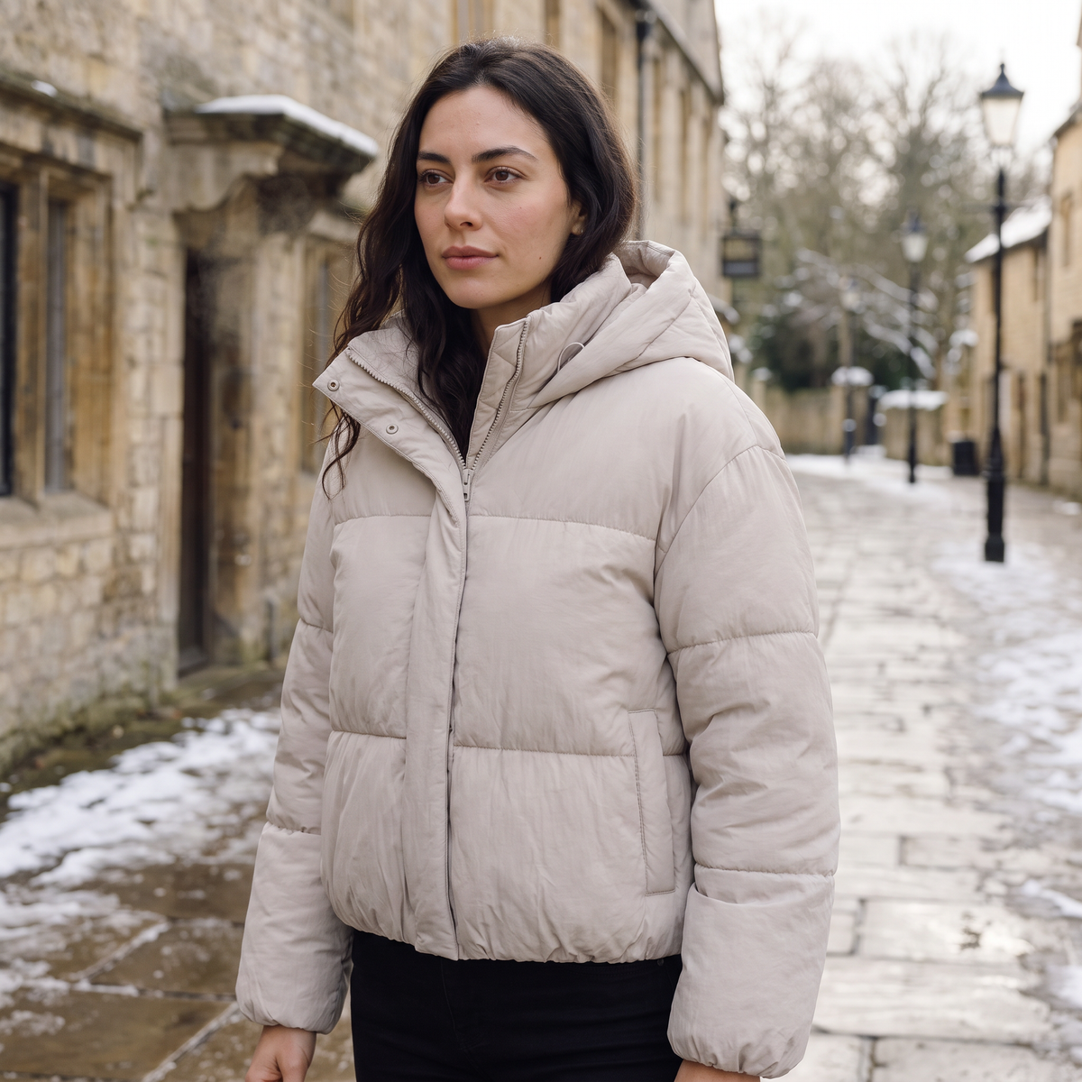 Women's Cropped Hooded Puffer Jacket