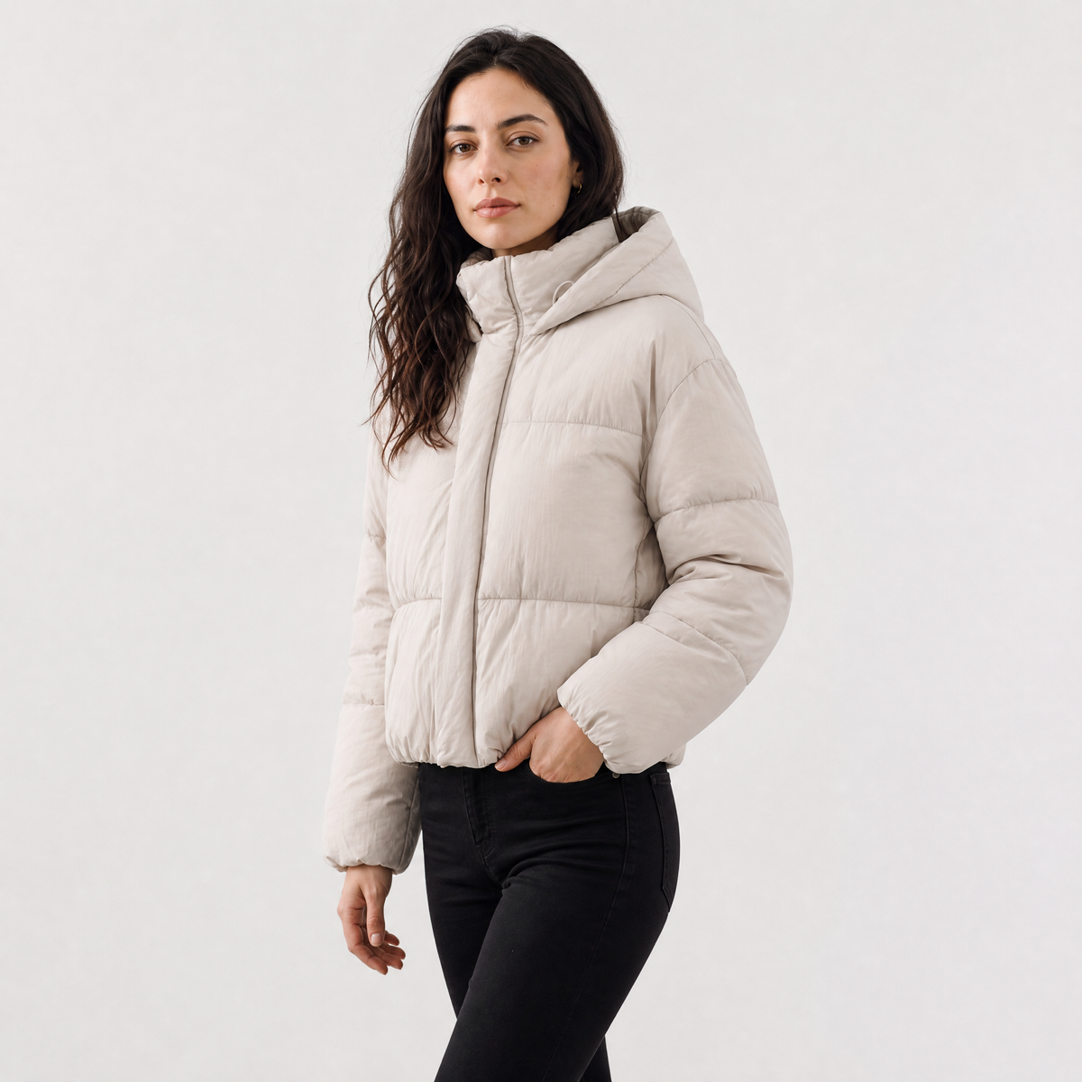 Women's Cropped Hooded Puffer Jacket
