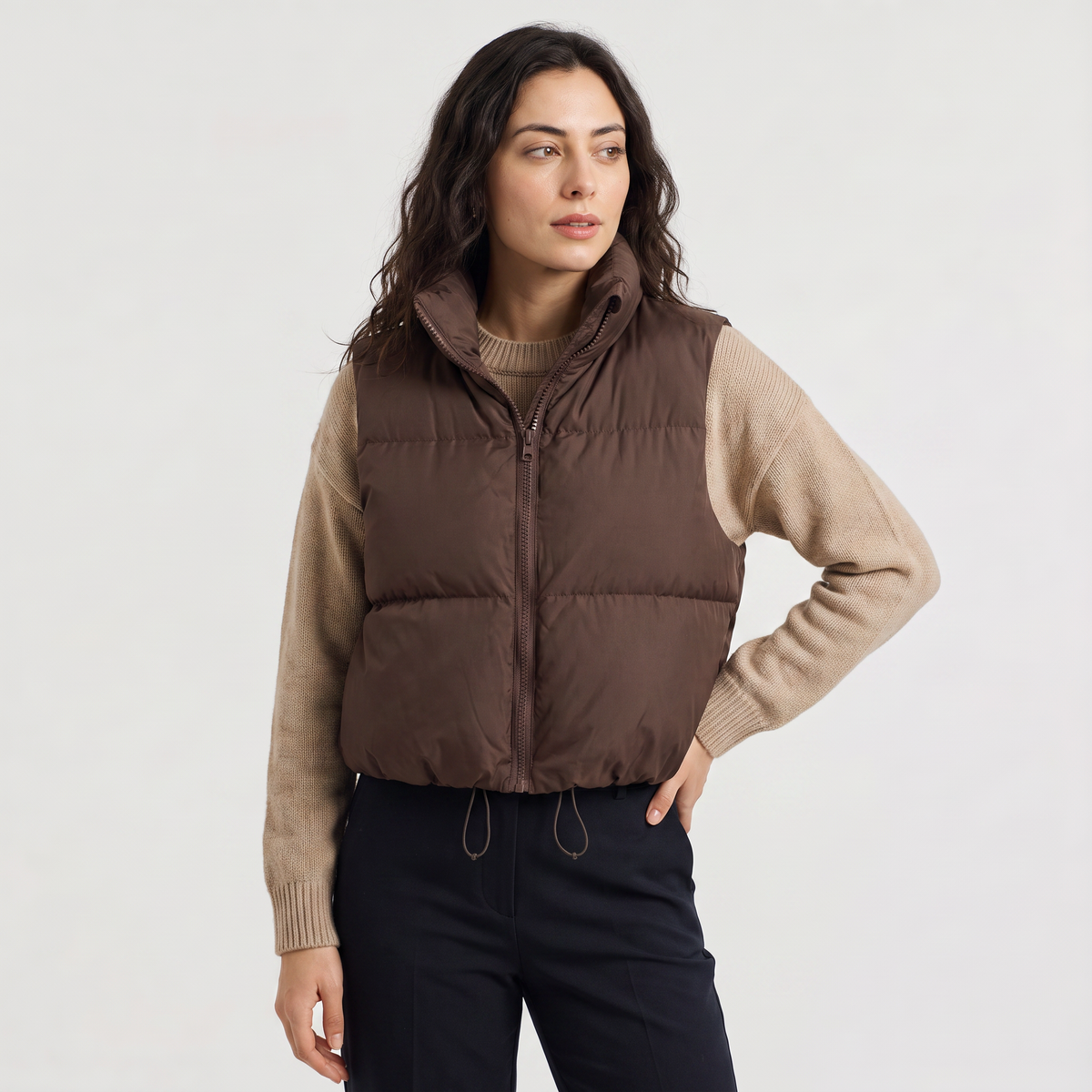 Women's Cropped Quilted Puffer Gilet