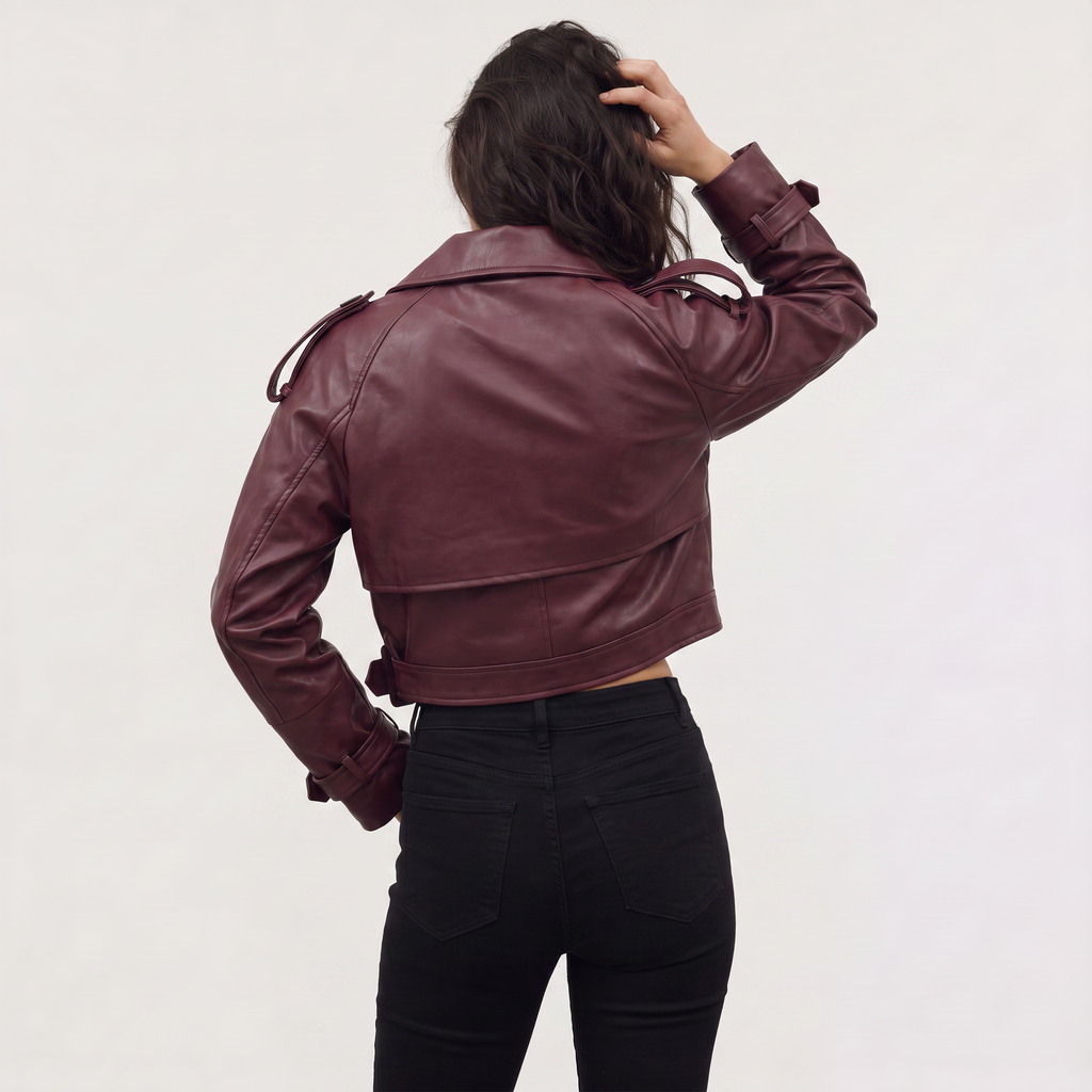 Women's Cropped Belted Double-Breasted Trench Coat
