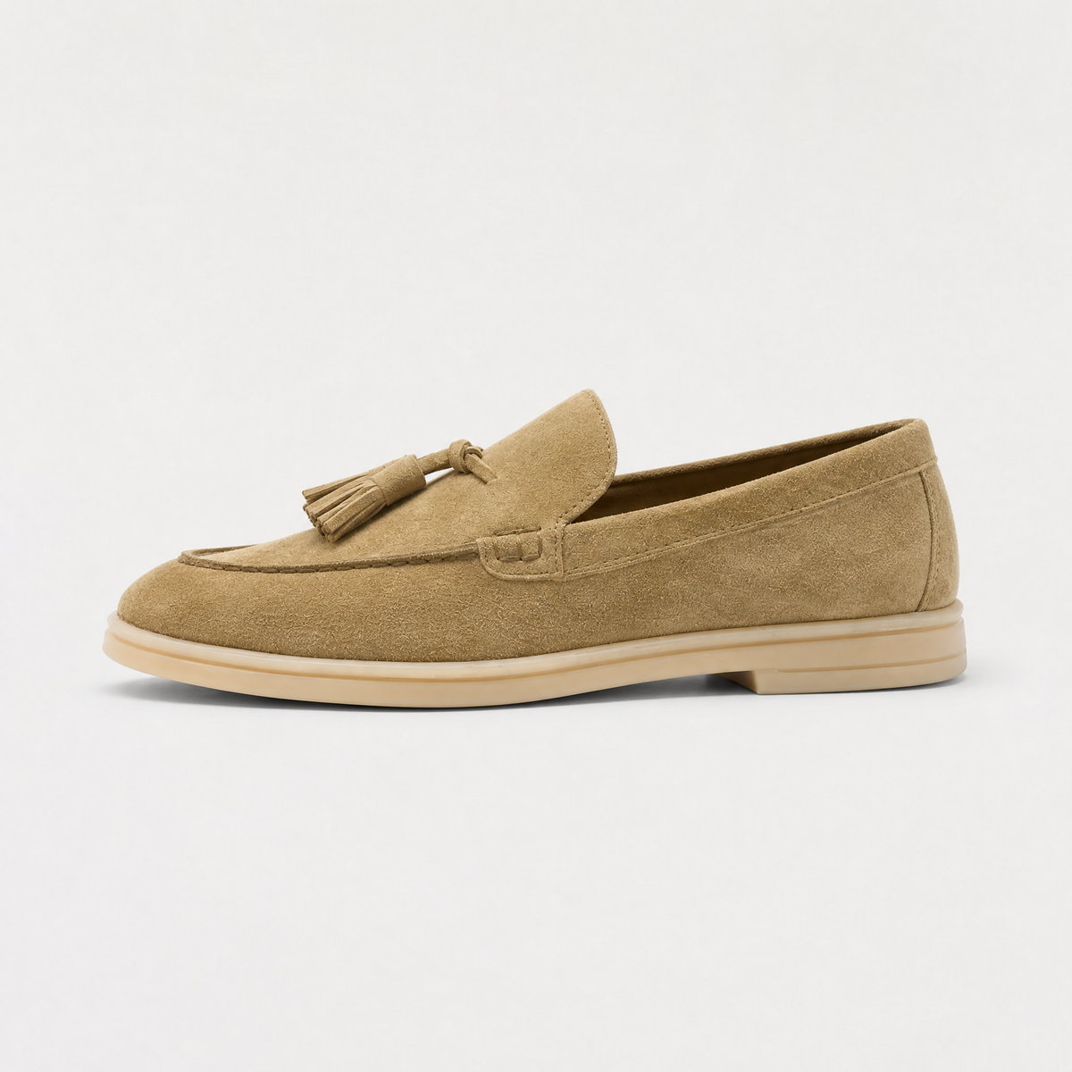 Women's Suede Leather-Lined Tassel Loafers - Taupe