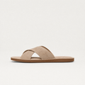 Men's Suede-Look Cross Strap Sandals