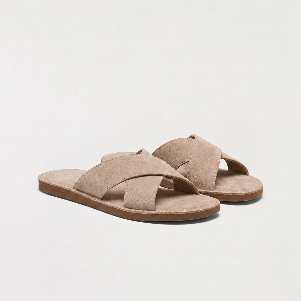 Men's Suede-Look Cross Strap Sandals