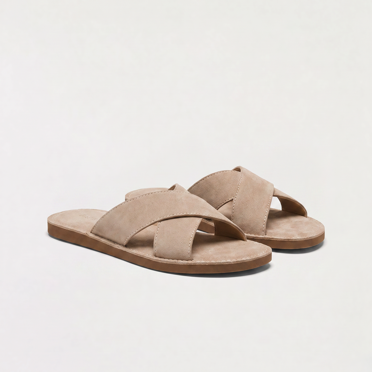 Men's Suede-Look Cross Strap Sandals