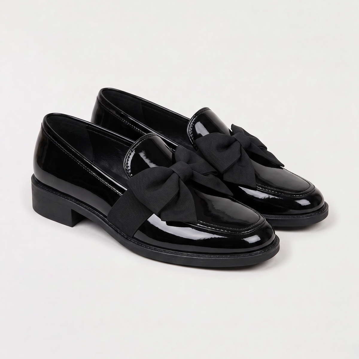 Women's Square Toe Patent Bow Loafers