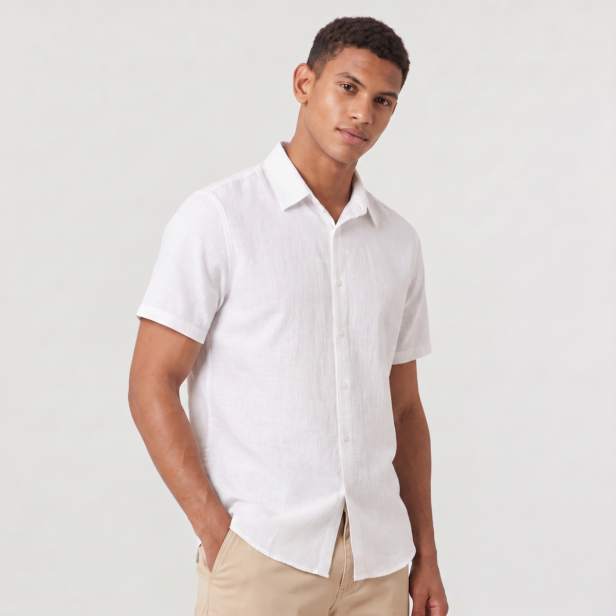 Men's Cotton Linen Short Sleeve Shirt
