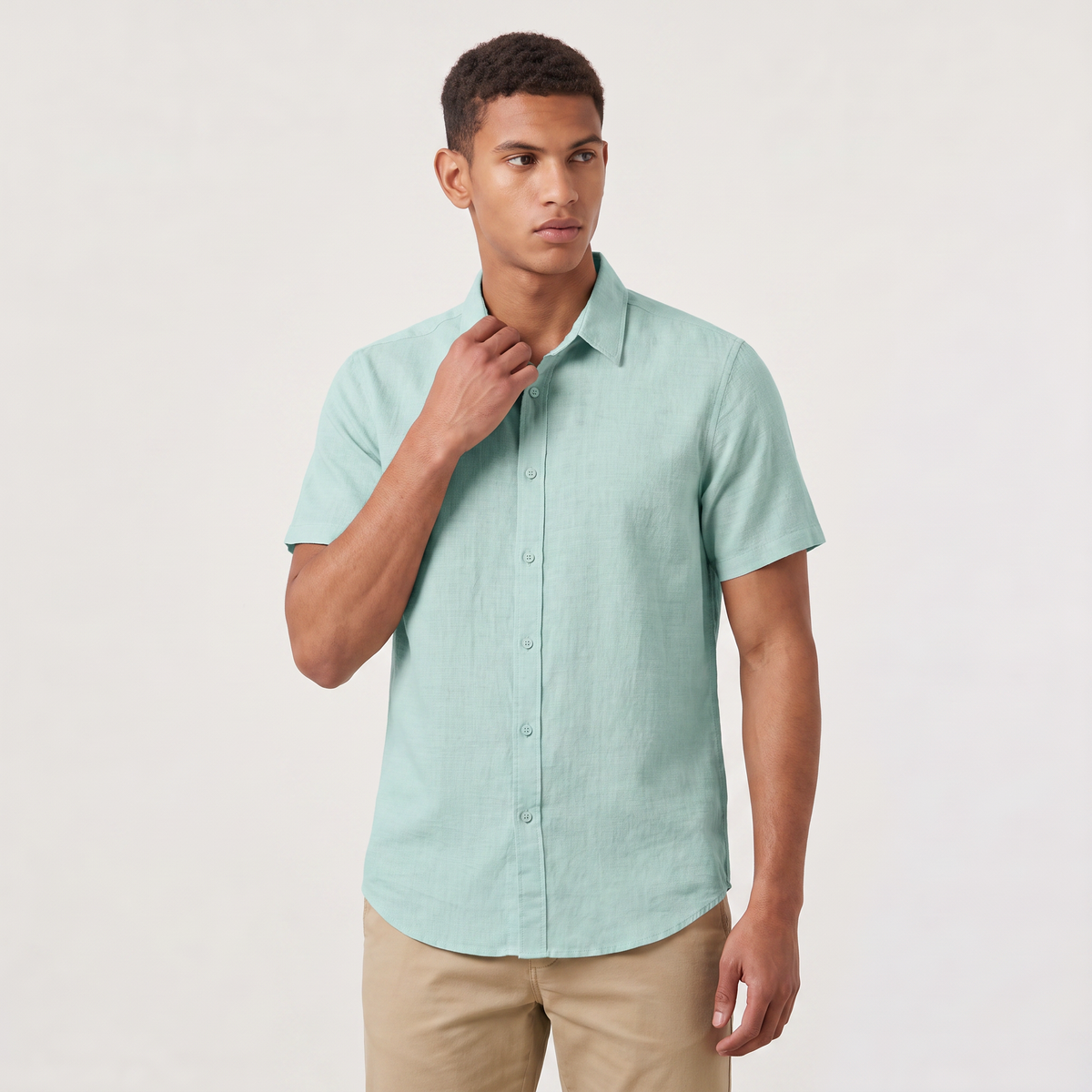 Men's Cotton Linen Short Sleeve Shirt