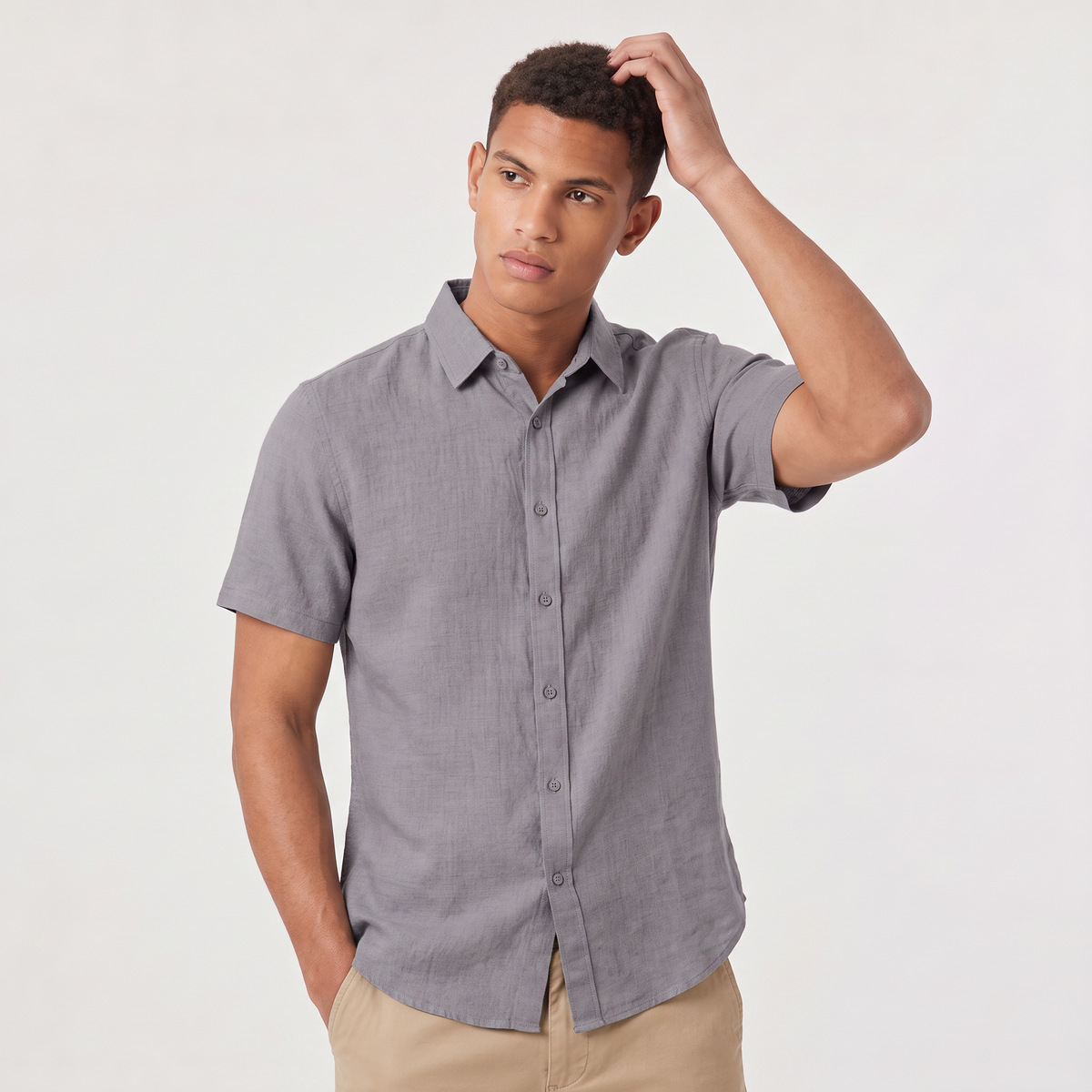 Men's Cotton Linen Short Sleeve Shirt