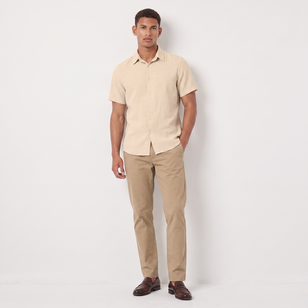 Men's Cotton Linen Short Sleeve Shirt