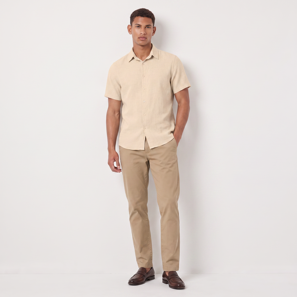 Men's Cotton Linen Short Sleeve Shirt