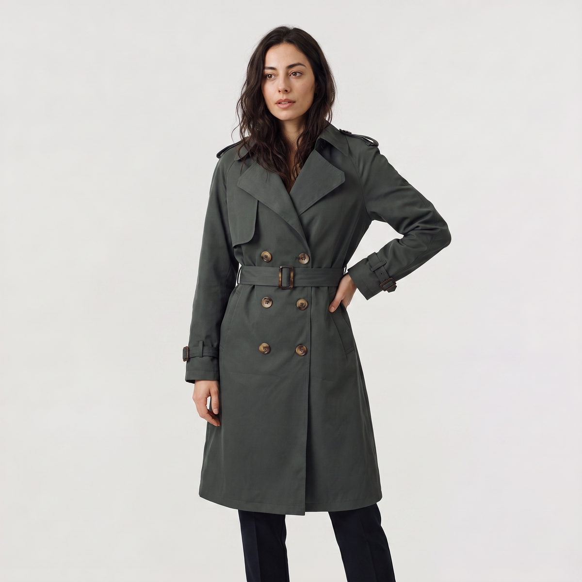 Women's Single Brested Belted Trench Coat