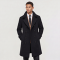 Men's Double-Breasted Slim Fit Long Coat