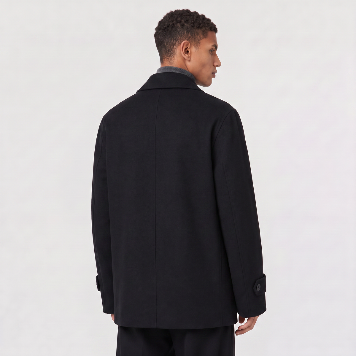 Men's Double-Breasted Wool Blend Short Trench Coat