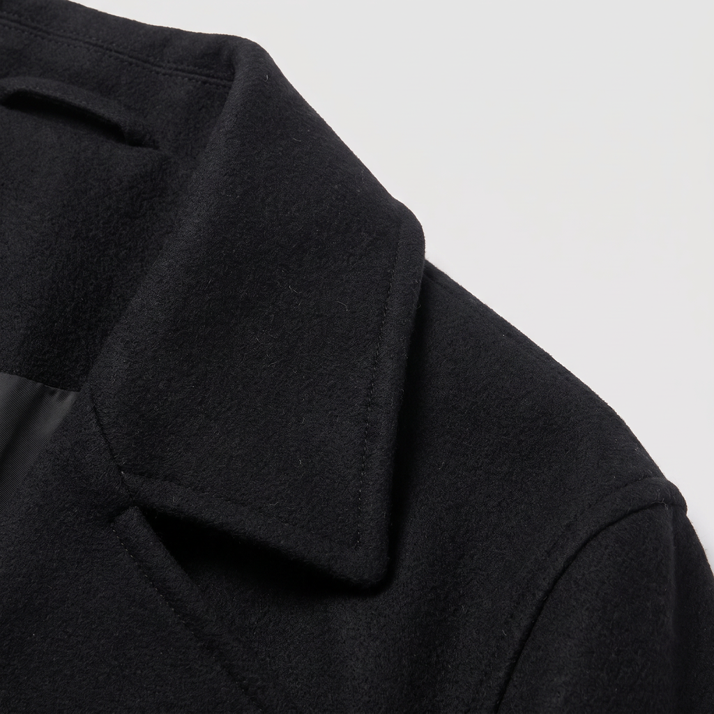 Men's Double-Breasted Wool Blend Short Trench Coat