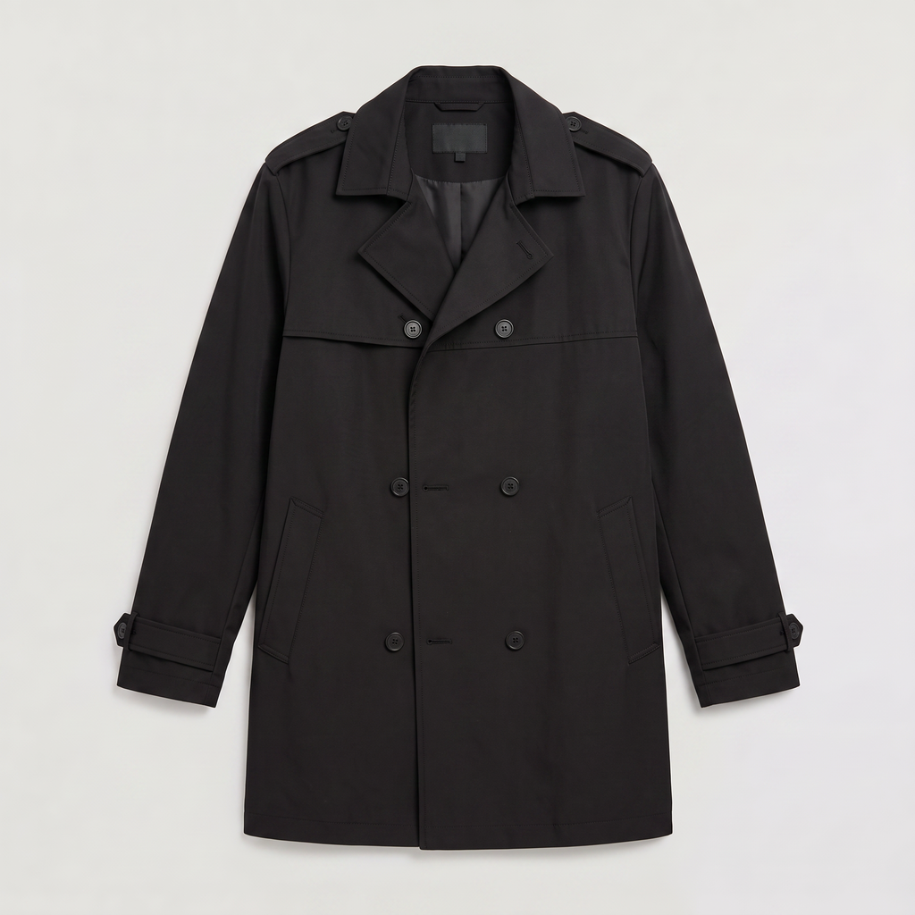 Men's Double-Breasted Mid-Length Trench Coat