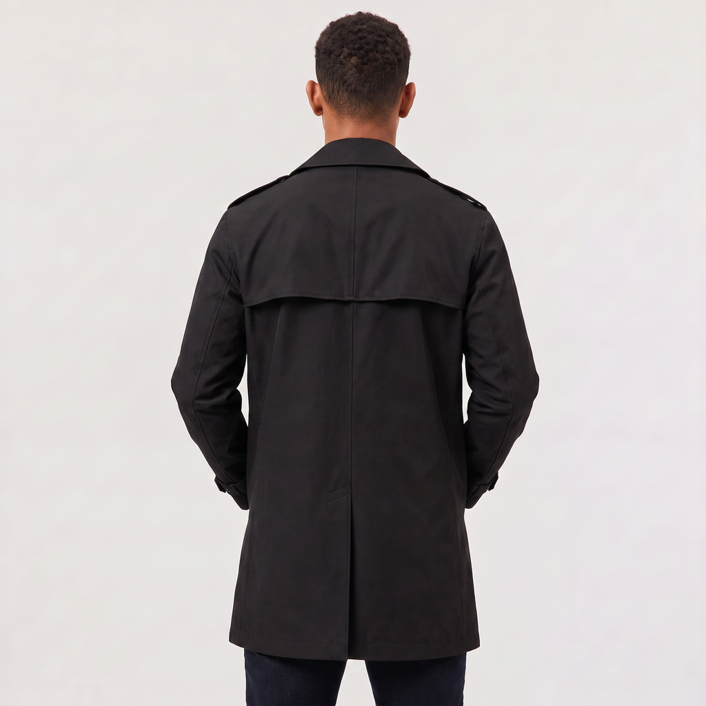 Men's Double-Breasted Mid-Length Trench Coat