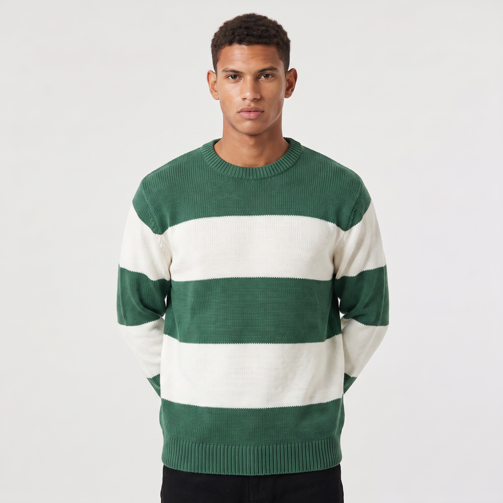 Men's Striped Round Neck Jumper