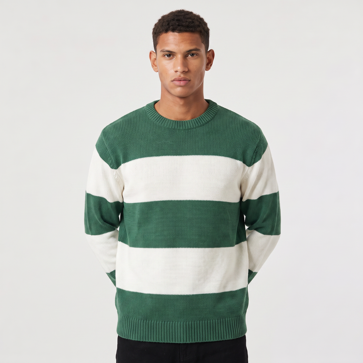 Men's Striped Round Neck Jumper