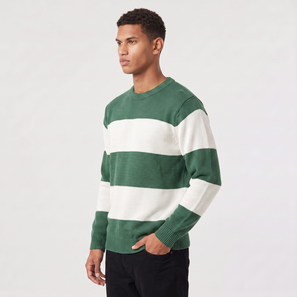 Men's Striped Round Neck Jumper