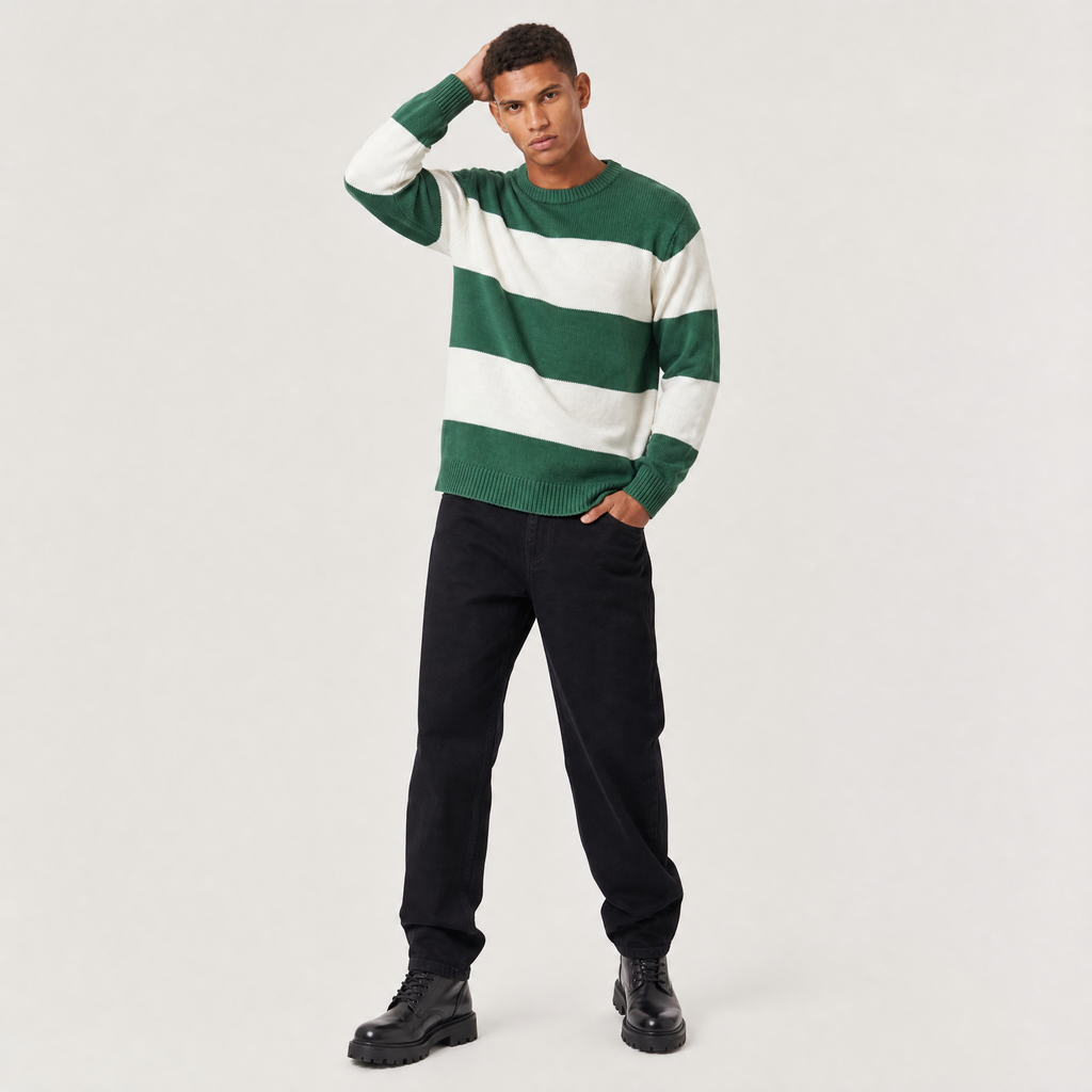 Men's Striped Round Neck Jumper