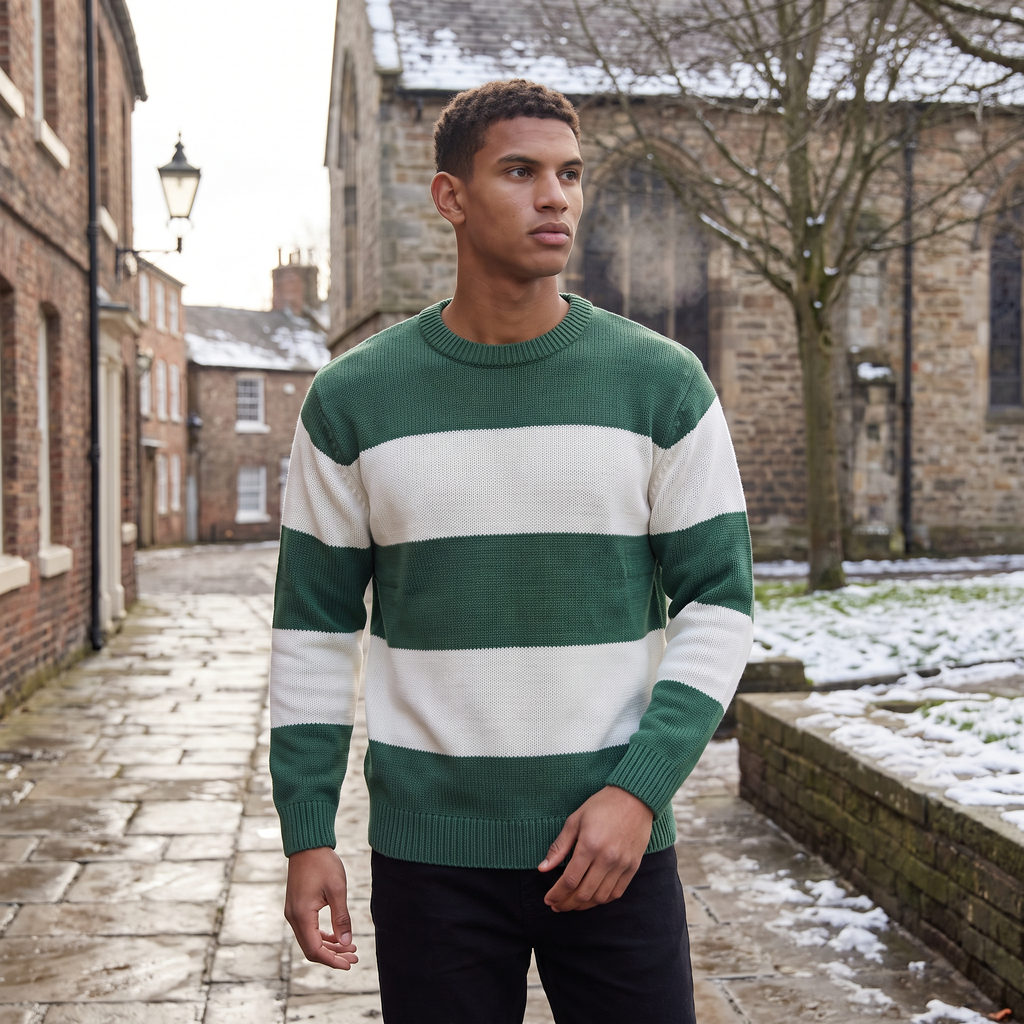 Men's Striped Round Neck Jumper