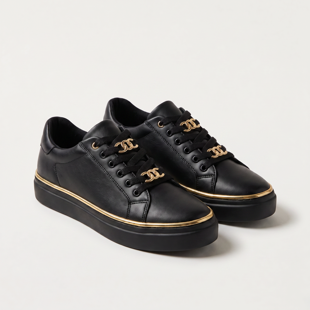 Women's Orthopedic Lace-Up Trainers with Chain Detail