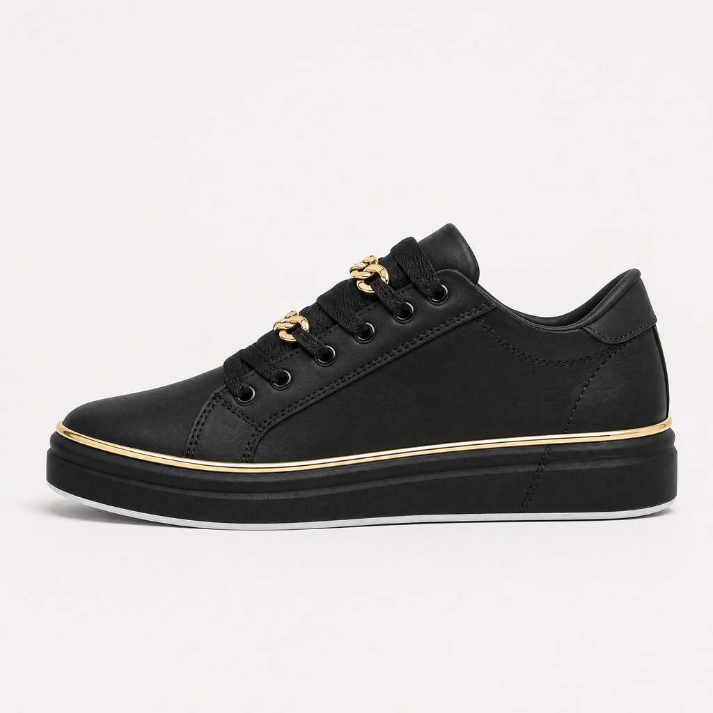 Women's Orthopedic Lace-Up Trainers with Chain Detail