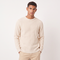 Men's Loose Fit Textured Crew Neck Jumper