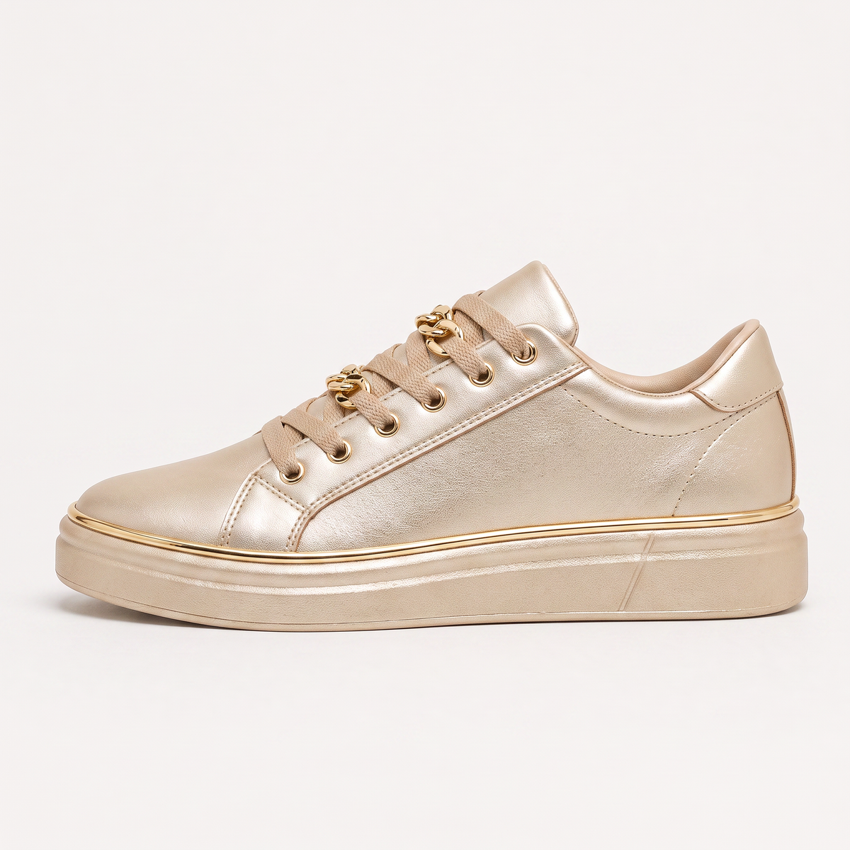 Women's Orthopedic Lace-Up Trainers with Chain Detail