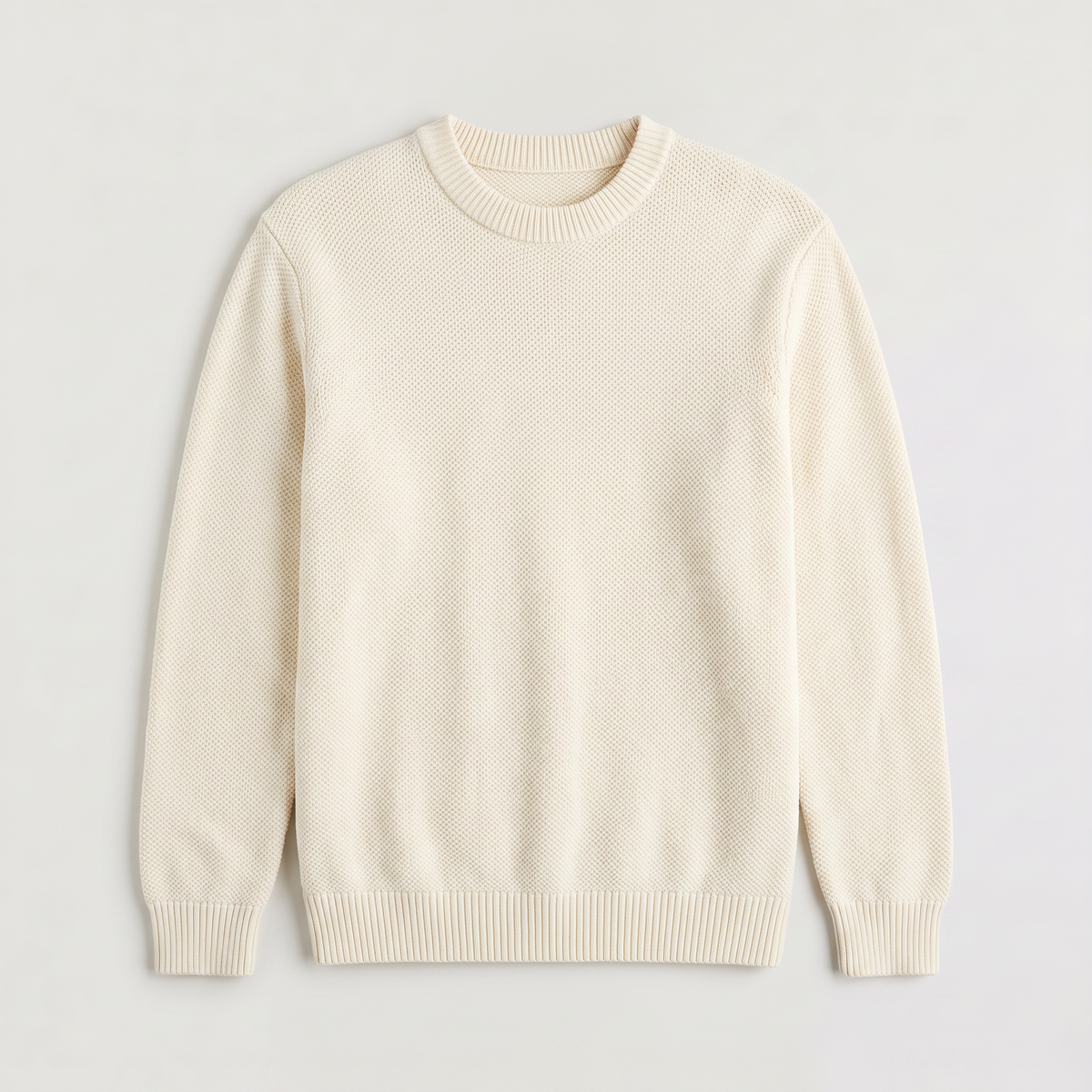 Men's Loose Fit Textured Crew Neck Jumper