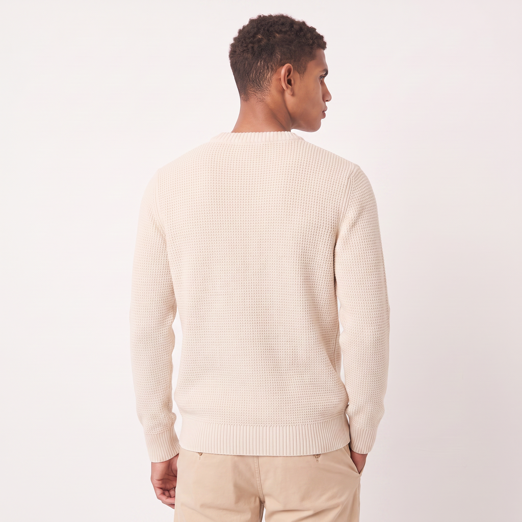 Men's Loose Fit Textured Crew Neck Jumper