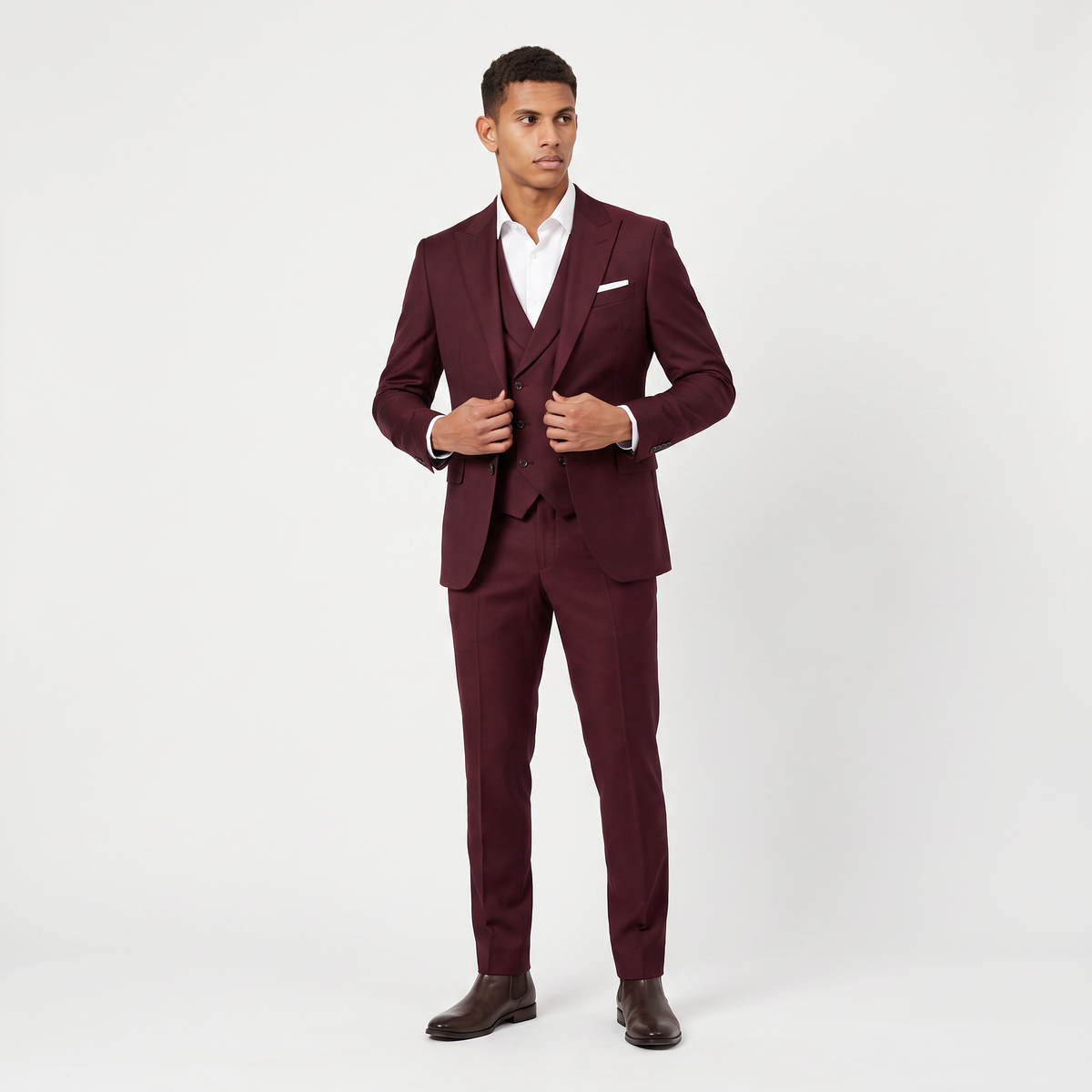 Men's Three-Piece Peak Lapel Suit