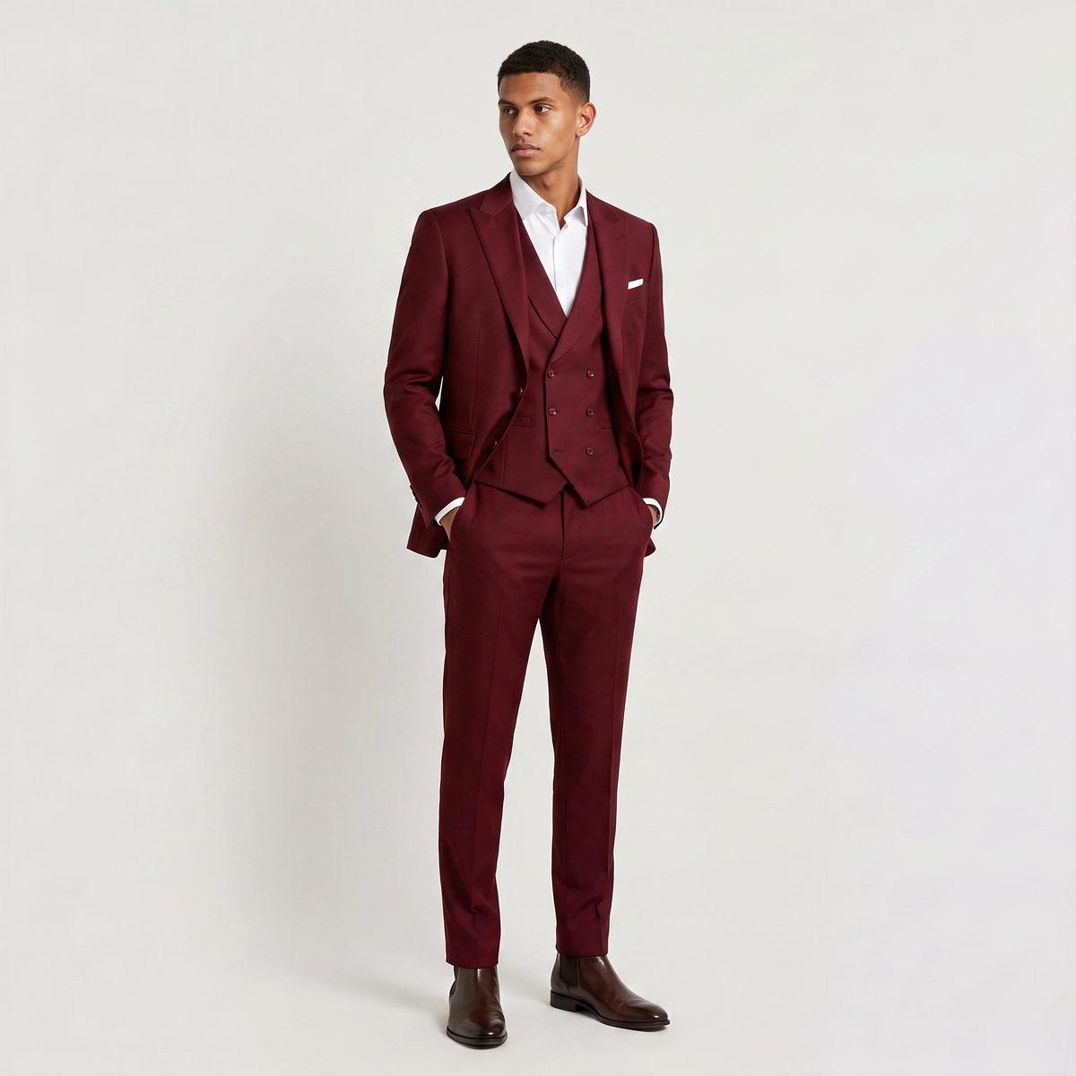 Men's Three-Piece Peak Lapel Suit