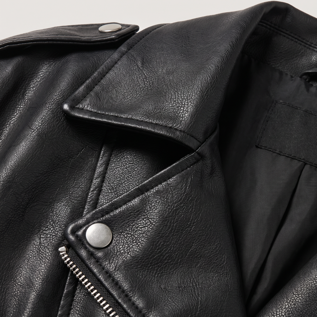 Women's Leather Cropped Biker Jacket with Belt