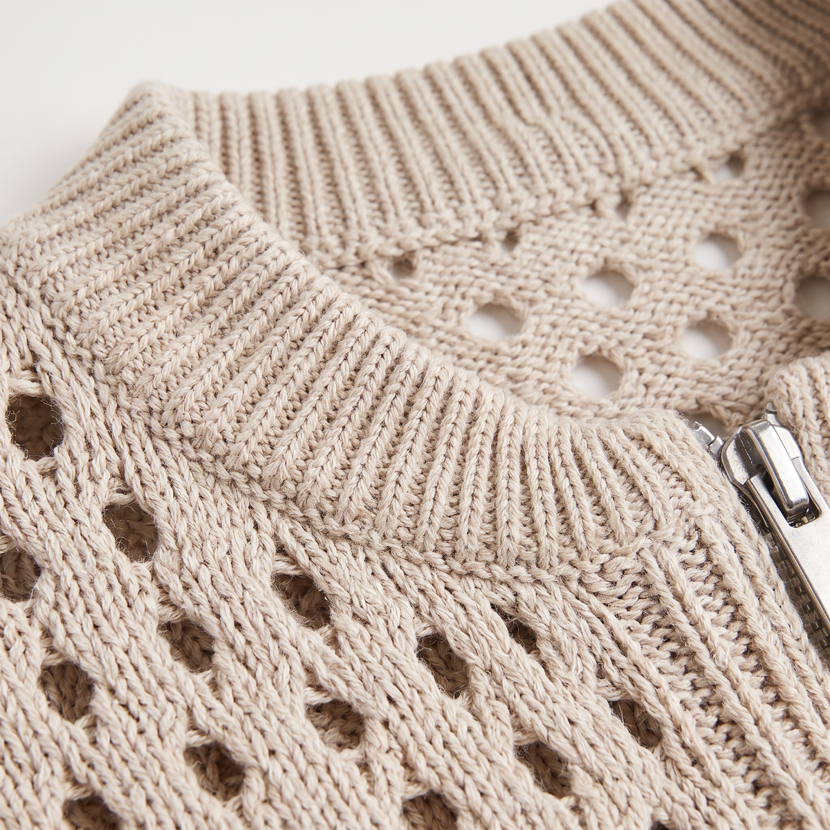 Women's Hollow-Knit Zip Cardigan - Relaxed fit
