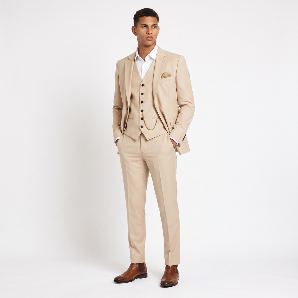 Men's Three-Piece Summer Wedding Suit