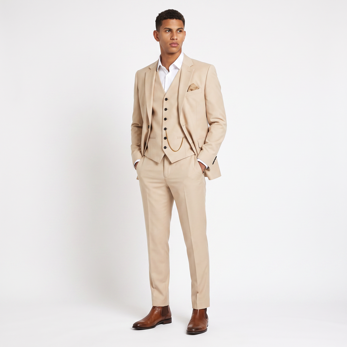 Men's Three-Piece Summer Wedding Suit