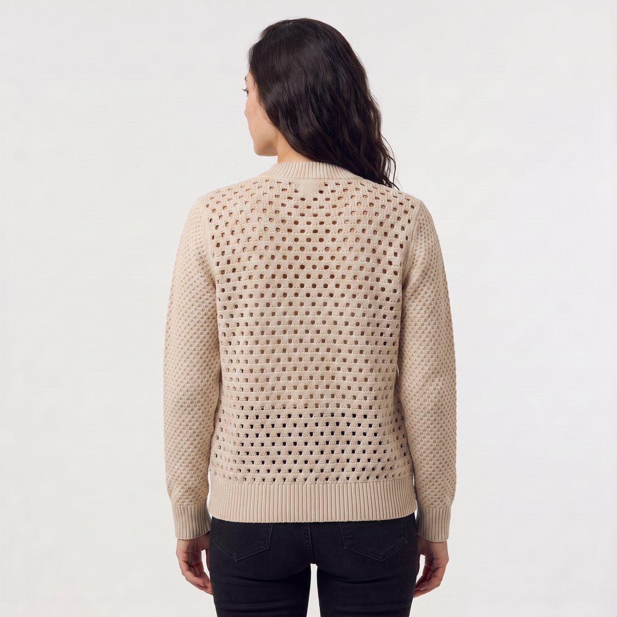 Women's Hollow-Knit Zip Cardigan - Relaxed fit