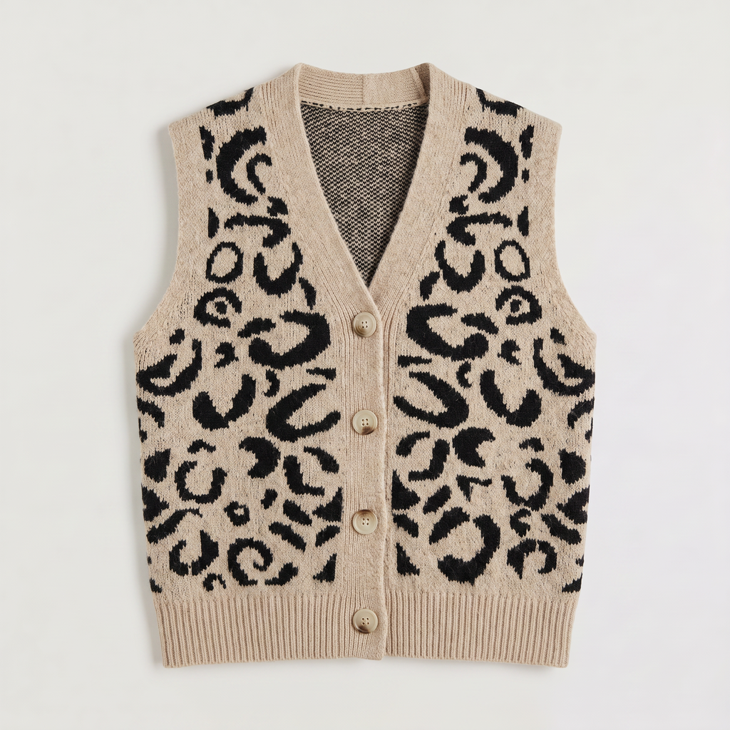 Women's Patterned Button-Front Waistcoat