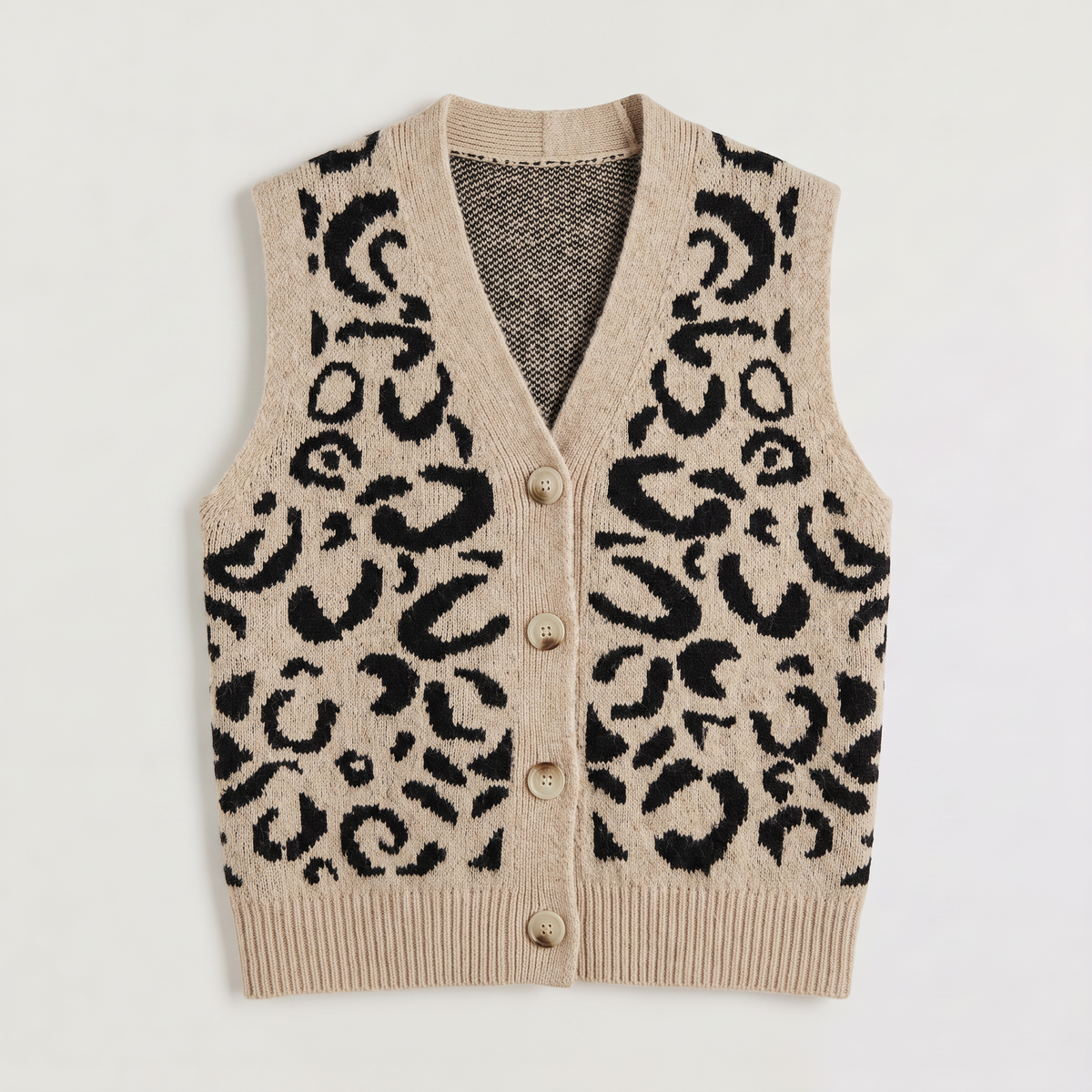 Women's Patterned Button-Front Waistcoat