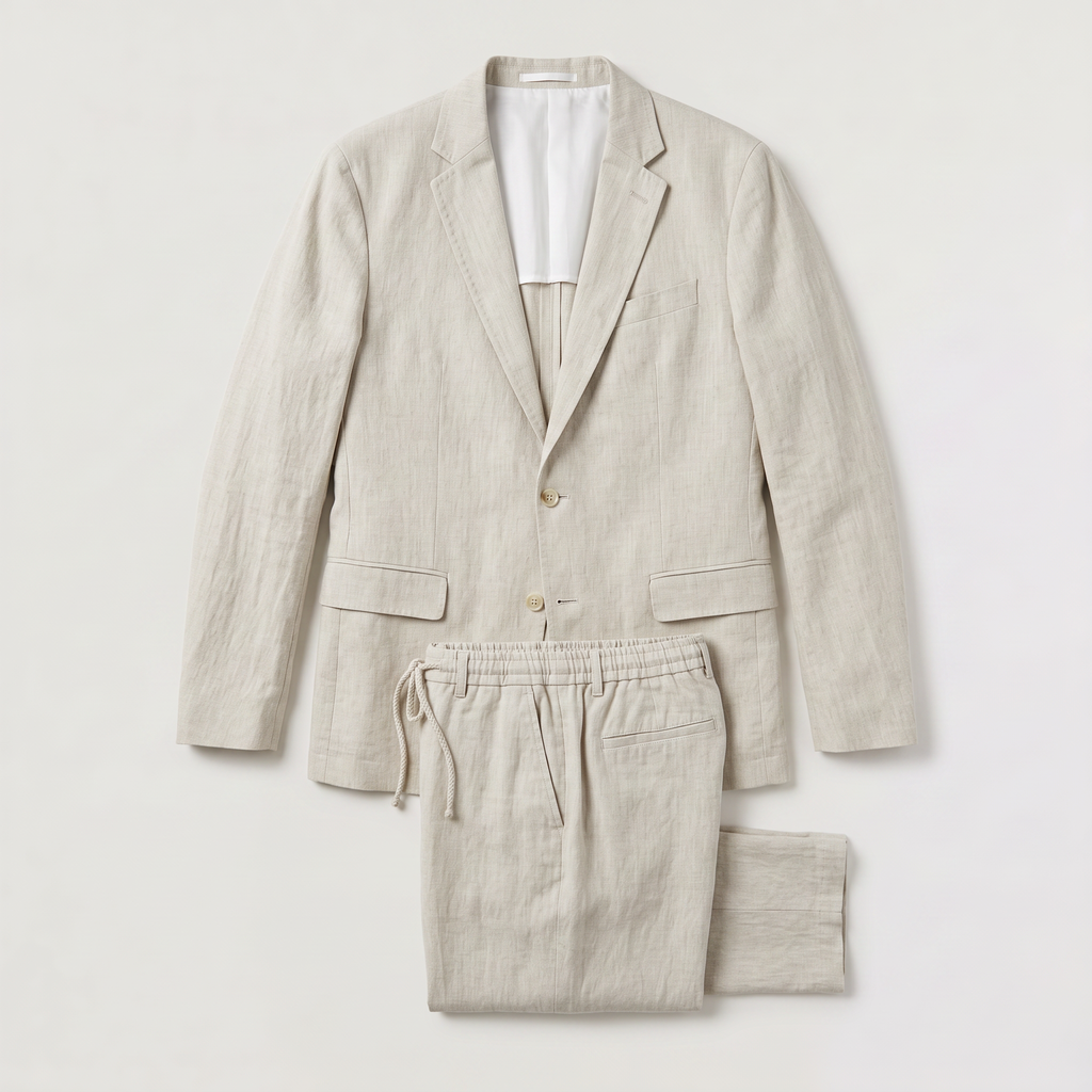 Men's Two-Piece Blazer and Drawstring Trousers Set