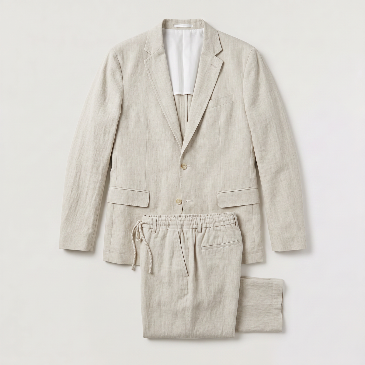 Men's Two-Piece Blazer and Drawstring Trousers Set