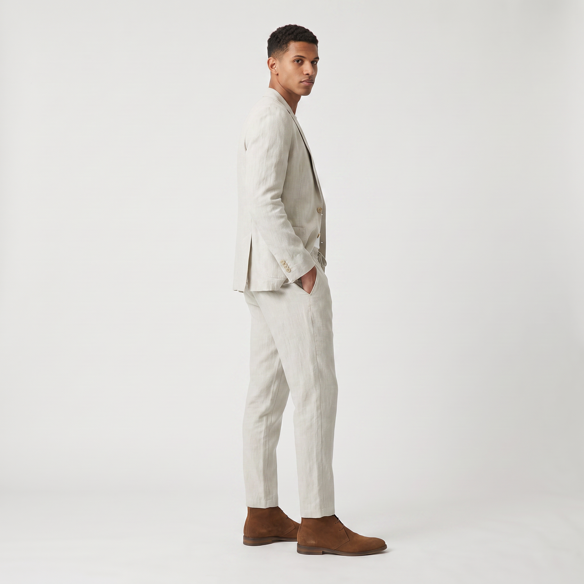 Men's Two-Piece Blazer and Drawstring Trousers Set
